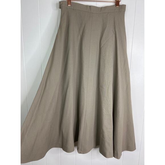 Emporio Armani Taupe A Line Midi Skirt Fully Lined Button/Zip Closure Size 46/S - Picture 7 of 9